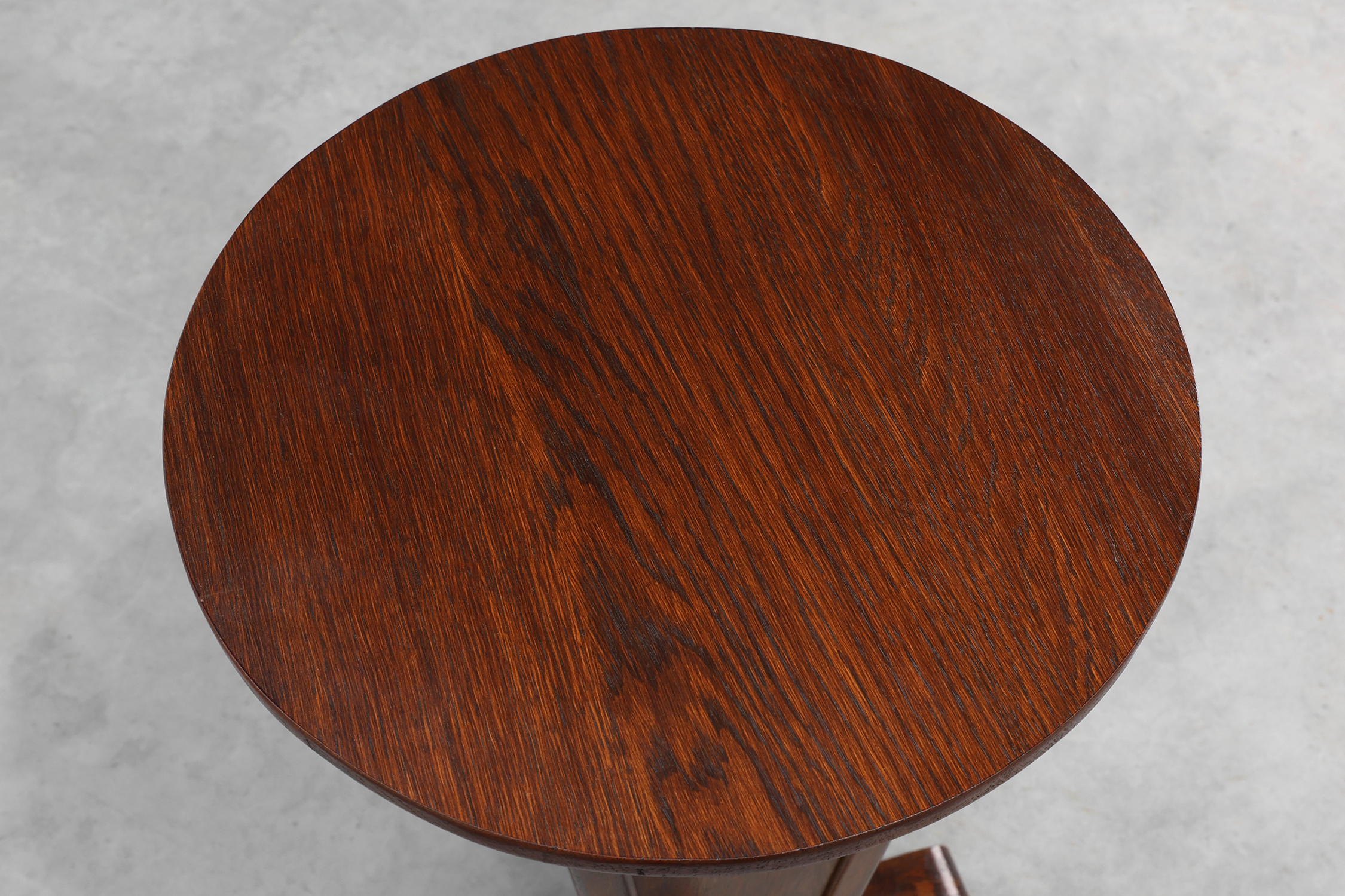 Art Deco round Oak Side Table, France 1930sthumbnail